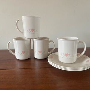 Vintage Corelle White “Forever Yours” Design along with matching plates